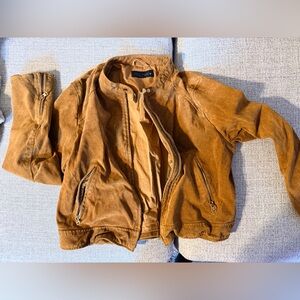 Zara Tan Suede Bomber Jacket